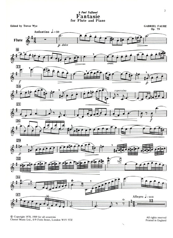 Faure【Fantasie, Op. 79】for Flute and Piano