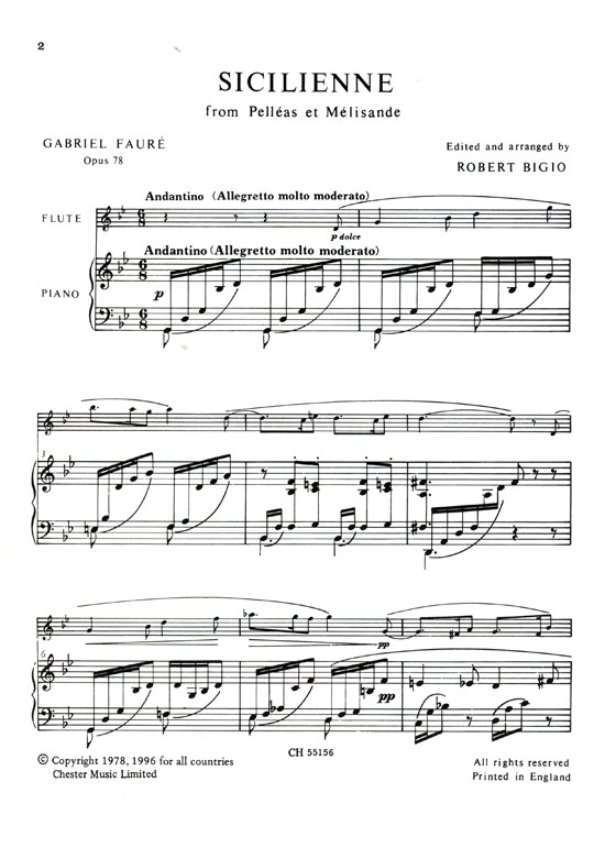 Faure【Sicilienne , Op. 78】for Flute and Piano