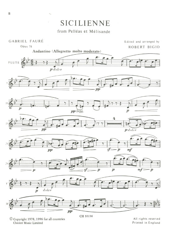 Faure【Sicilienne , Op. 78】for Flute and Piano