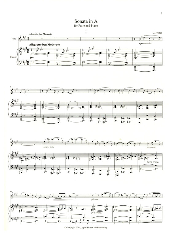 C. Franck【Sonata in A】for Flute or Violine and Piano C. Franck【Sonata in A】for Flute or Violine and Piano