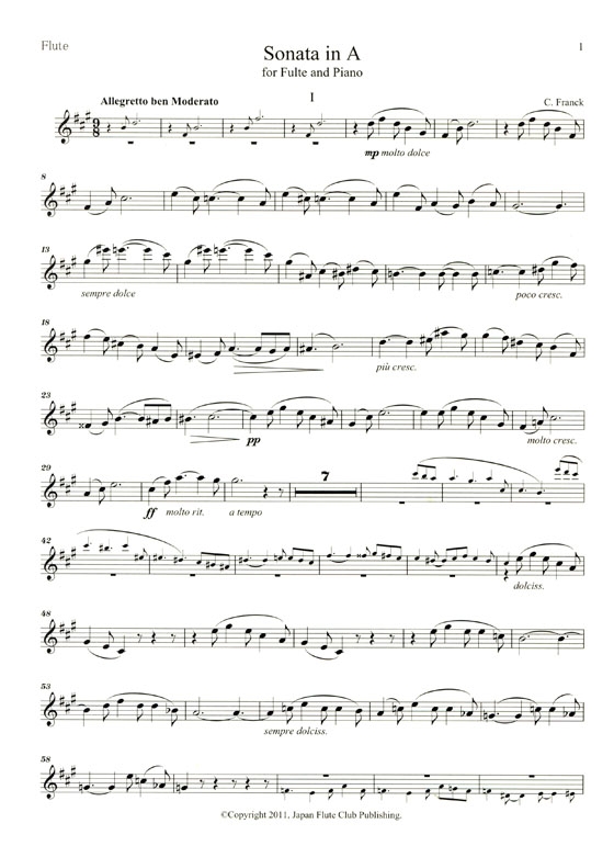 C. Franck【Sonata in A】for Flute or Violine and Piano C. Franck【Sonata in A】for Flute or Violine and Piano