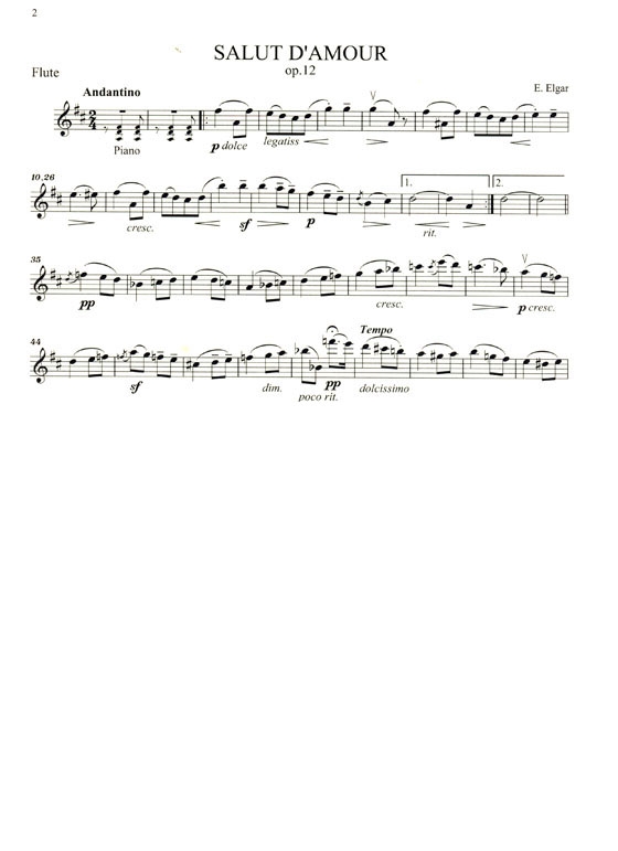 Elgar【Salut D'amour , Op. 12】Mendelssohn【Frühlingslied , Op. 62-6】for Flute and Piano Elgar【Salut D'amour , Op. 12】Mendelssohn【Frühlingslied , Op. 62-6】for Flute and Piano