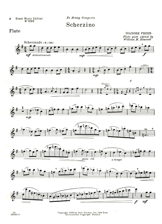 Isadore Freed【Scherzino】Flute solo with Piano Accompaniment