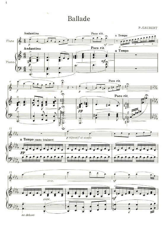 Gaubert【Ballade】for Flute and Piano