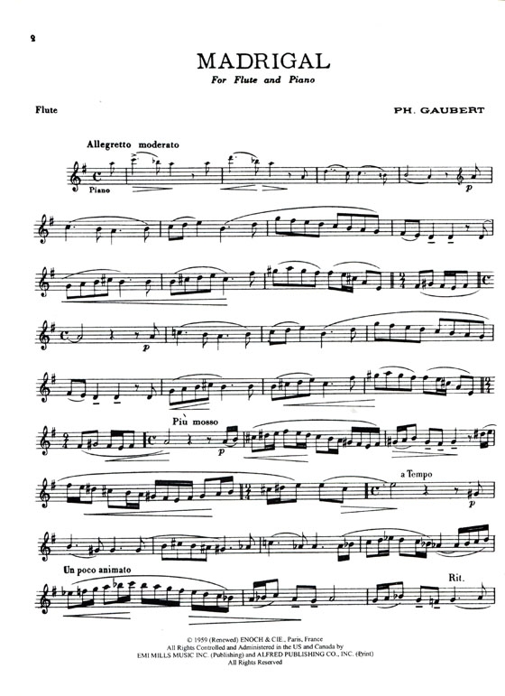 Gaubert【Madrigal】for Flute and Piano Gaubert【Madrigal】for Flute and Piano