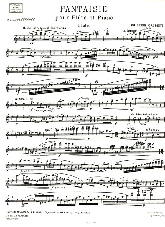 Philippe Gaubert【Fantaisie】pour Flûte et Piano Philippe Gaubert【Fantaisie】pour Flûte et Piano