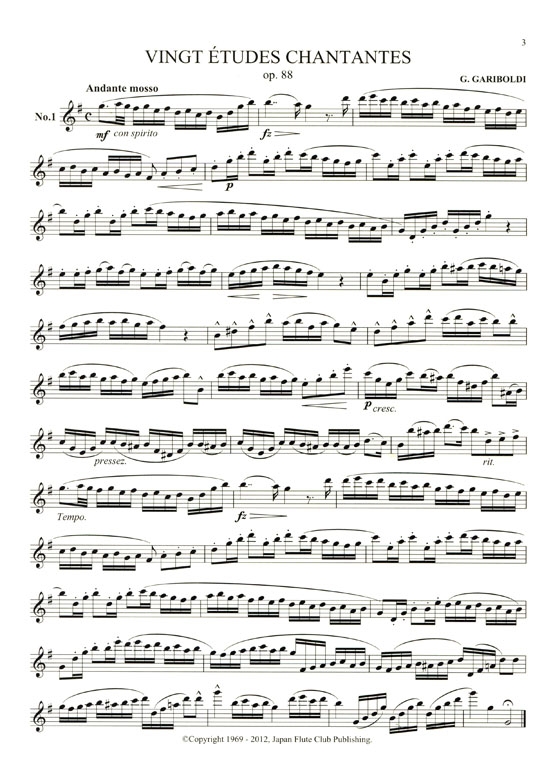 G. Gariboldi【20 Études Chantantes , Op. 88】for the Flute