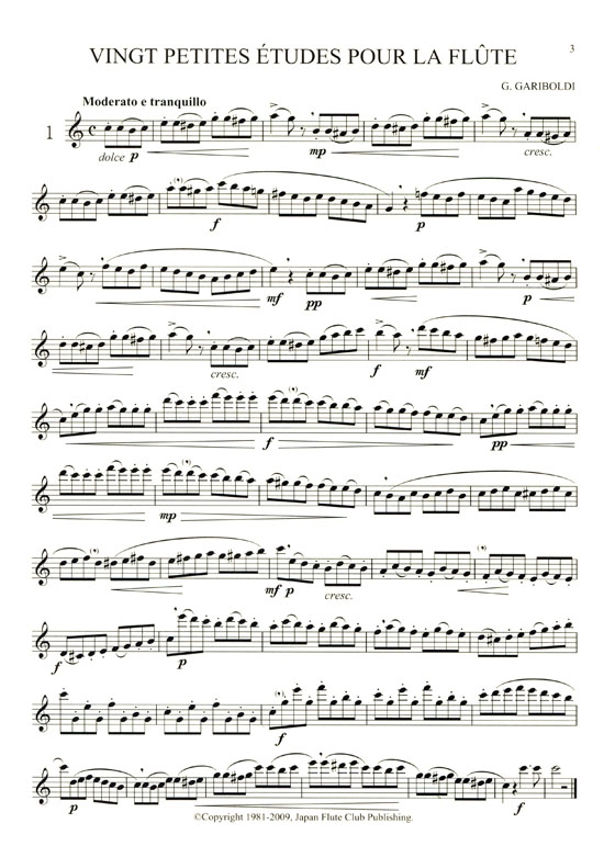 G. Gariboldi【20 Petites Études , Op. 132】pour la Flûte