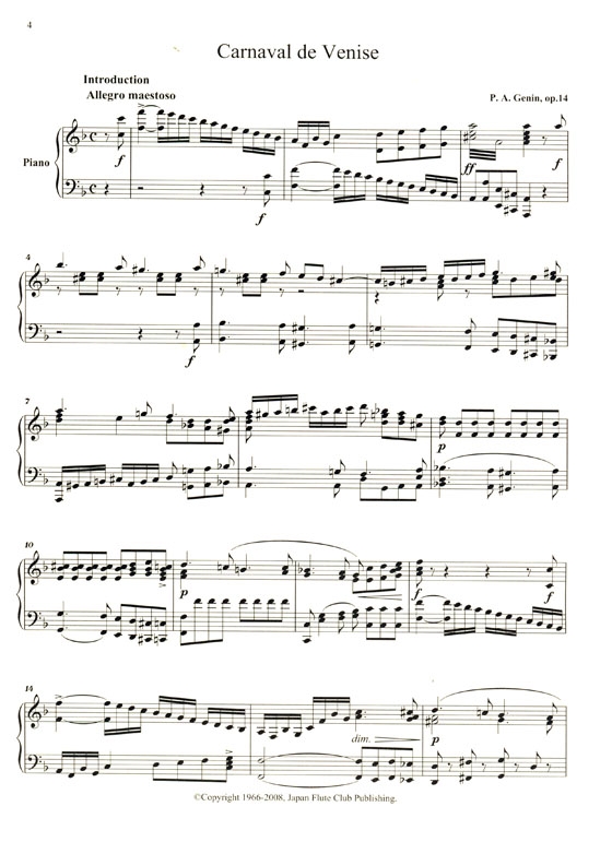Paul Agricol Genin【Carnaval De Venise , Op. 14 、Fantaisie Avec Variations , Op. 8】Flúte et Piano Paul Agricol Genin【Carnaval De Venise , Op. 14 、Fantaisie Avec Variations , Op. 8】Flúte et Piano