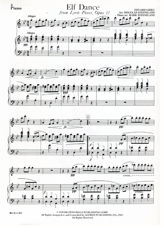 Edvard Grieg【Elf Dance , from Lyric Pieces, Opus 12】for Flute Solo with Piano Accompaniment Edvard Grieg【Elf Dance , from Lyric Pieces, Opus 12】for Flute Solo with Piano Accompaniment
