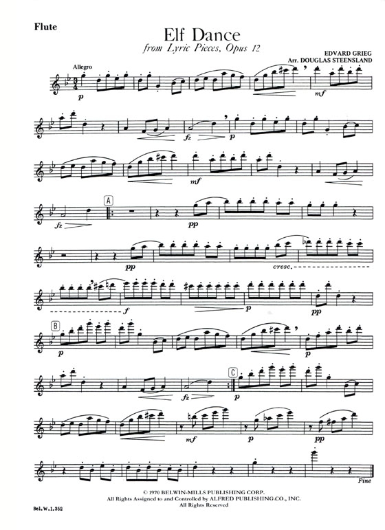 Edvard Grieg【Elf Dance , from Lyric Pieces, Opus 12】for Flute Solo with Piano Accompaniment