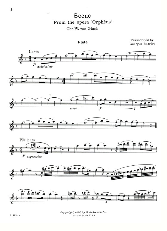 C. W. von Gluck【Scene from the Opera , Orpheus】for Flute & piano