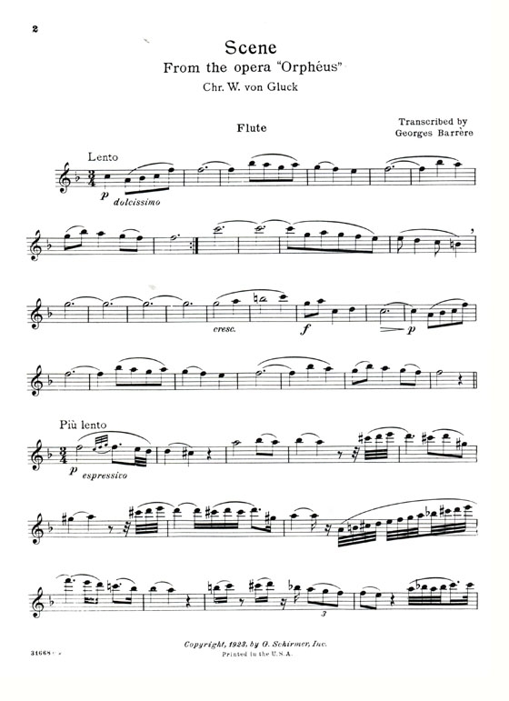 C. W. von Gluck【Scene from the Opera , Orpheus】for Flute & piano C. W. von Gluck【Scene from the Opera , Orpheus】for Flute & piano
