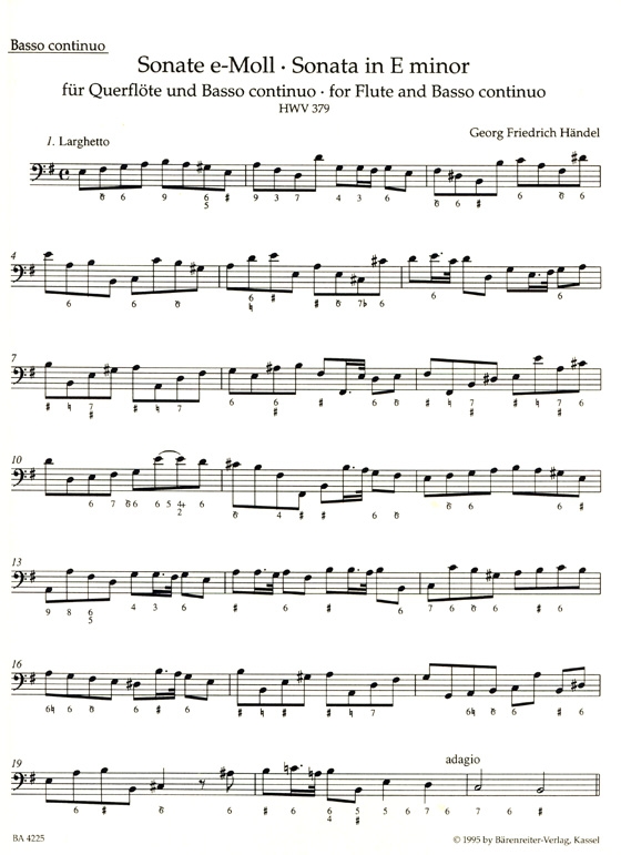 Händel【Elf Sonaten】Für Flöte und Basso Continuo