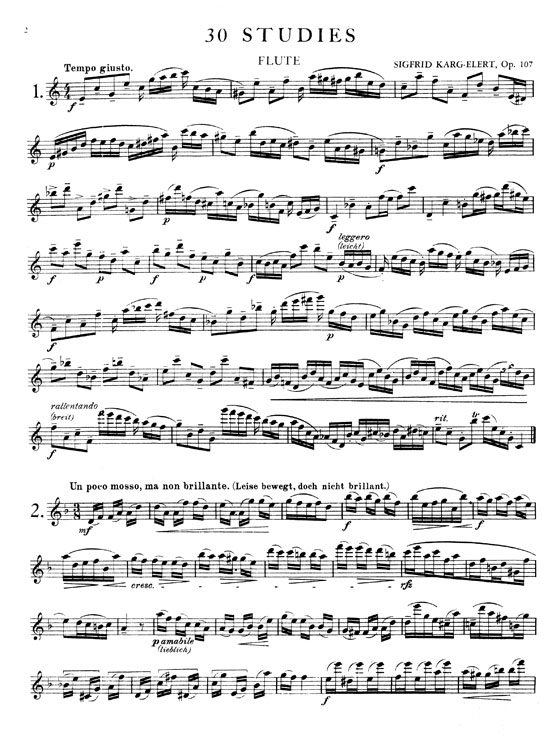Karg-Elert【Thirty Studies , Opus 107】for Flute