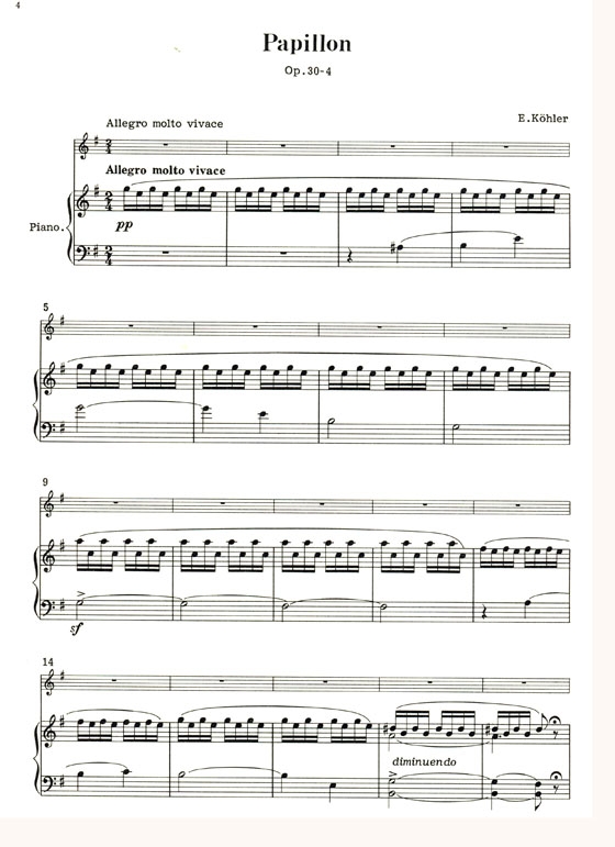 Ernesto Köhler【Papillon  , Op. 30、Souvenir Russe  , Op. 60】for Flute and Piano