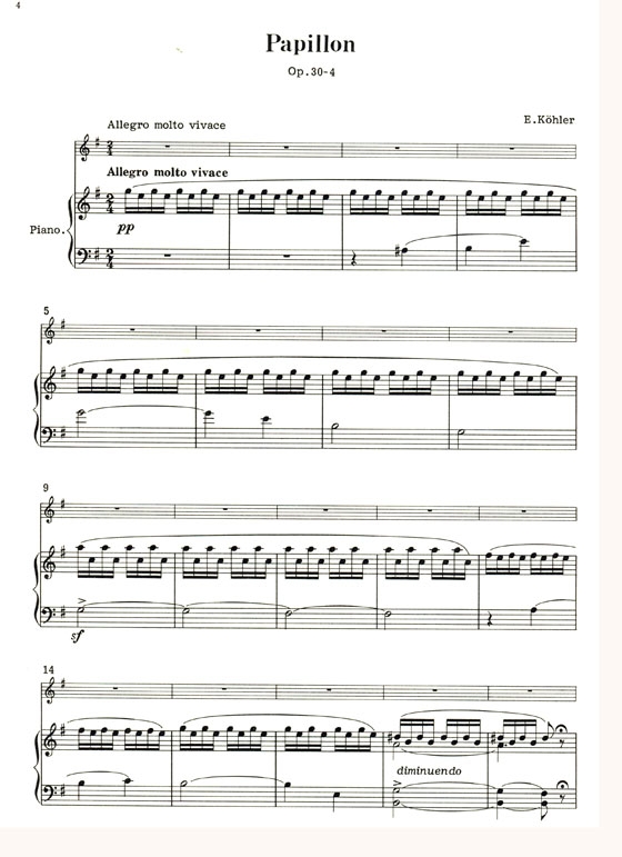 Ernesto Köhler【Papillon , Op. 30、Souvenir Russe , Op. 60】for Flute and Piano Ernesto Köhler【Papillon , Op. 30、Souvenir Russe , Op. 60】for Flute and Piano