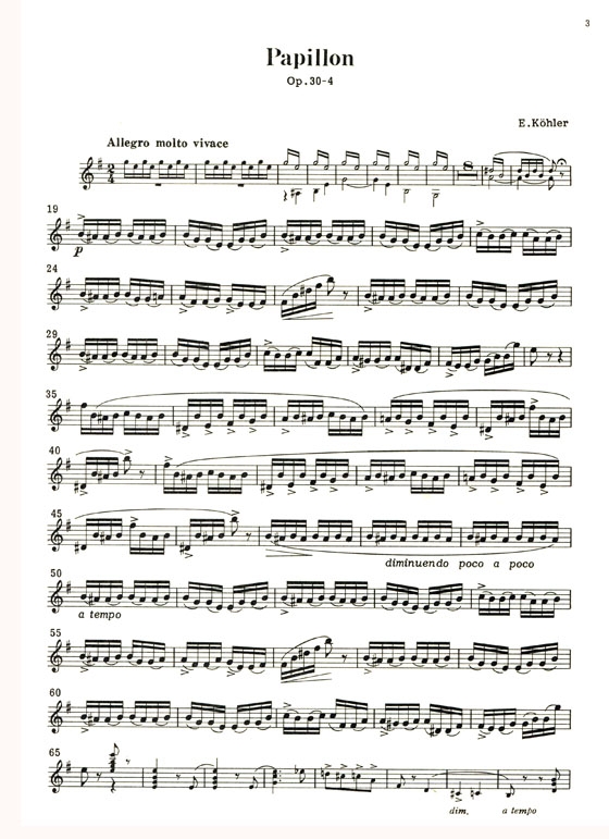 Ernesto Köhler【Papillon , Op. 30、Souvenir Russe , Op. 60】for Flute and Piano Ernesto Köhler【Papillon , Op. 30、Souvenir Russe , Op. 60】for Flute and Piano