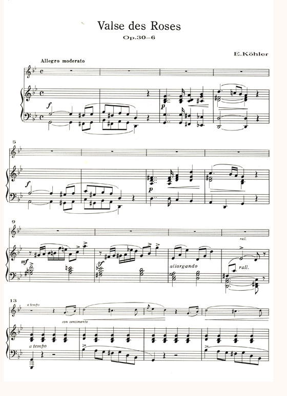 Ernesto Köhler【Valse Des Roses , Op. 30-6】for Flute and Piano
