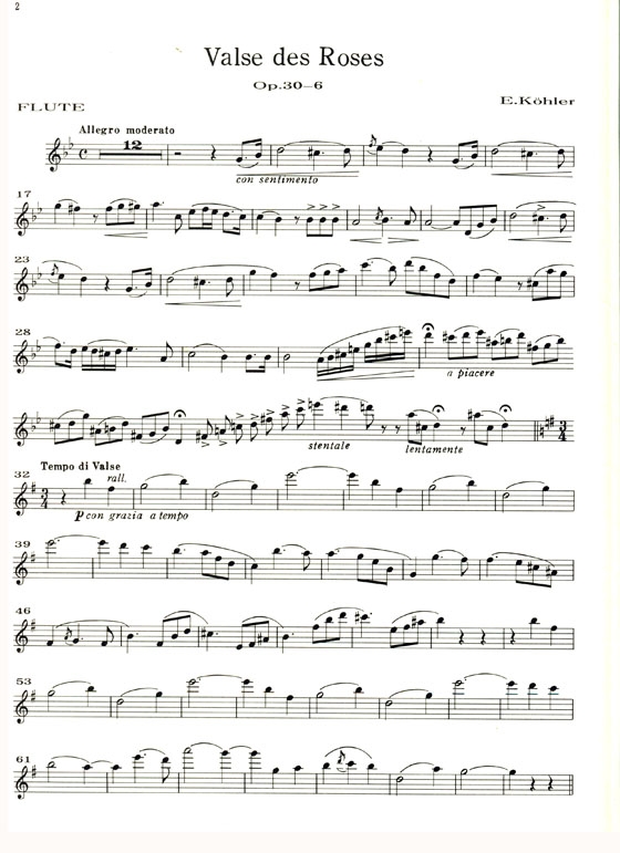 Ernesto Köhler【Valse Des Roses , Op. 30-6】for Flute and Piano Ernesto Köhler【Valse Des Roses , Op. 30-6】for Flute and Piano