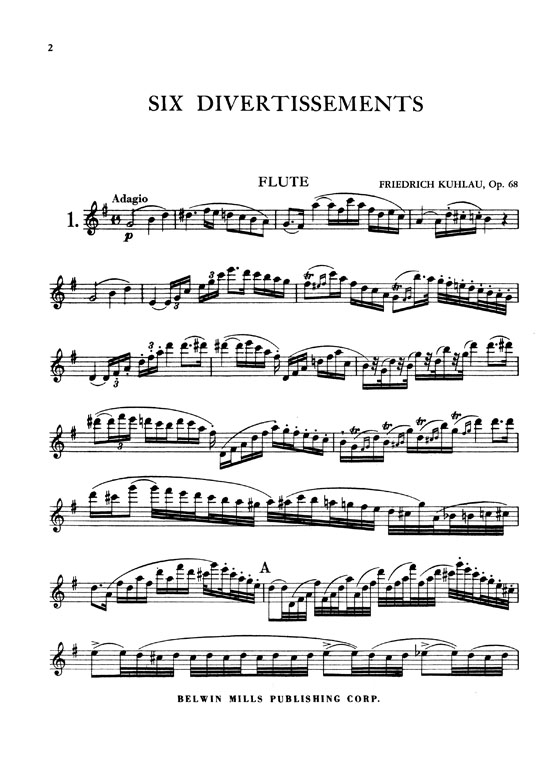 Kuhlau【Six Divertissements , Opus 68】for Flute and Piano