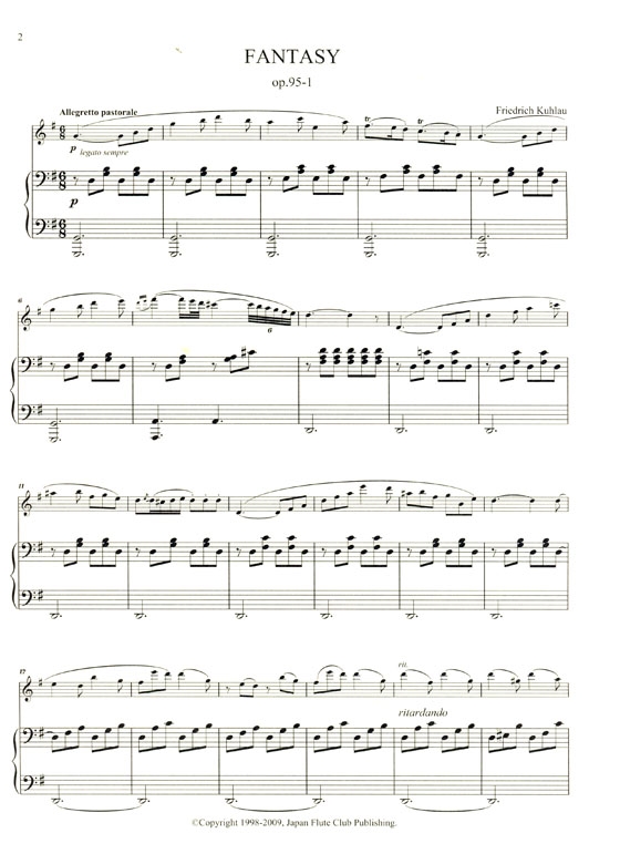 Friedrich Kuhlau【Fantasy , Op. 95-1】for Flute alone with Piano accompaniment ad lib