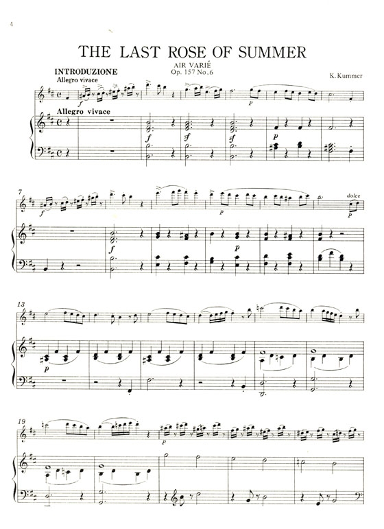 Kasper Kummer【The Last Rose of Summer Air Varié , Op. 157-6】 for Flute and Piano