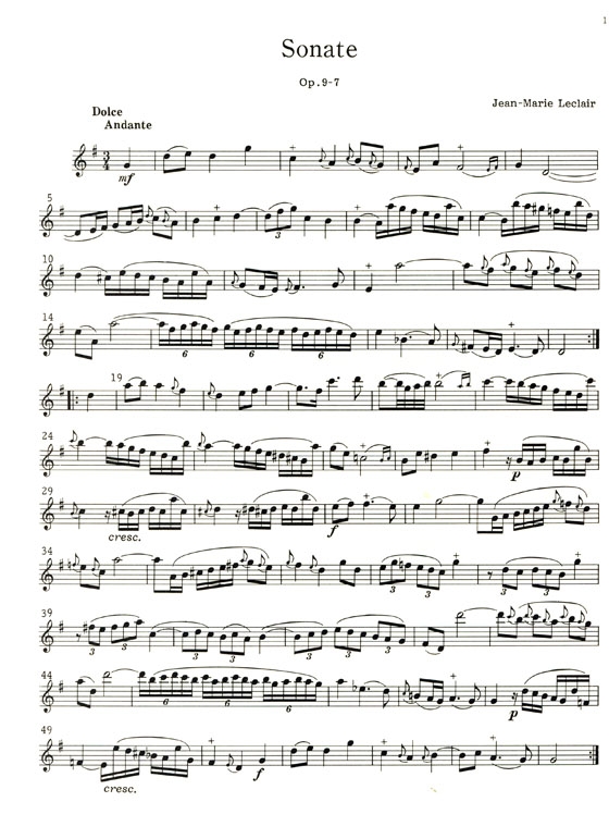 J.M. Leclair【Sonate , Op. 9-7】pour Flûte et Piano
