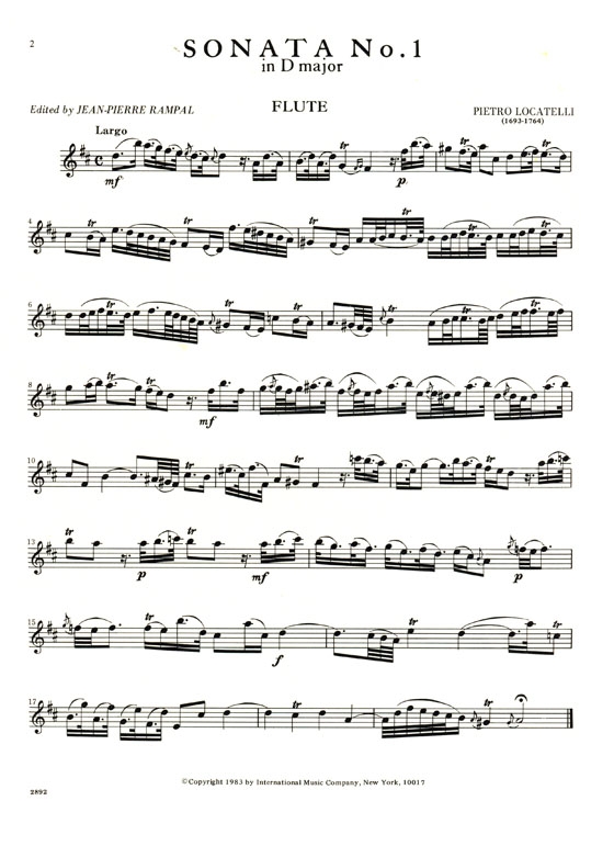 Pietro Locatelli【Sonata No. 1 in D major】for Flute and Piano