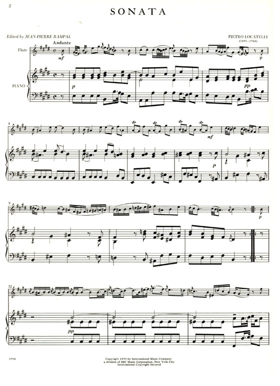 Pietro Locatelli【Sonata in E major】for Flute and Piano Pietro Locatelli【Sonata in E major】for Flute and Piano