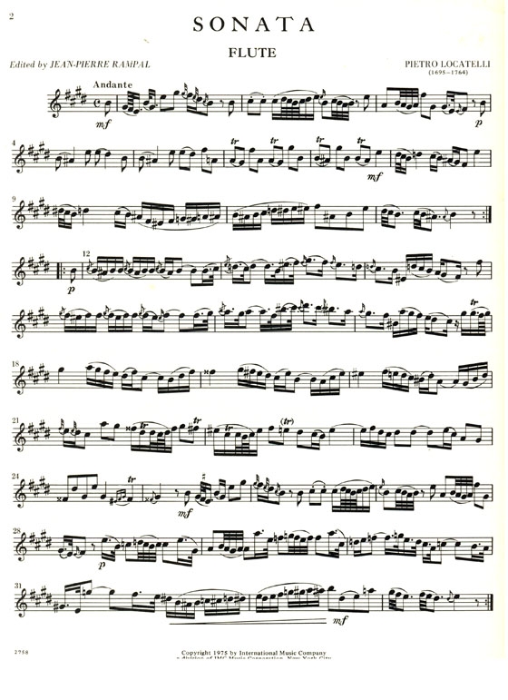 Pietro Locatelli【Sonata in E major】for Flute and Piano Pietro Locatelli【Sonata in E major】for Flute and Piano