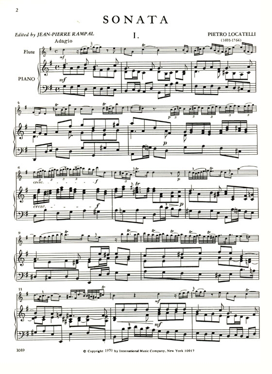 Pietro Locatelli【Sonata in G major】for Flute and Piano Pietro Locatelli【Sonata in G major】for Flute and Piano