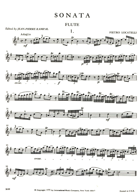 Pietro Locatelli【Sonata in G major】for Flute and Piano Pietro Locatelli【Sonata in G major】for Flute and Piano