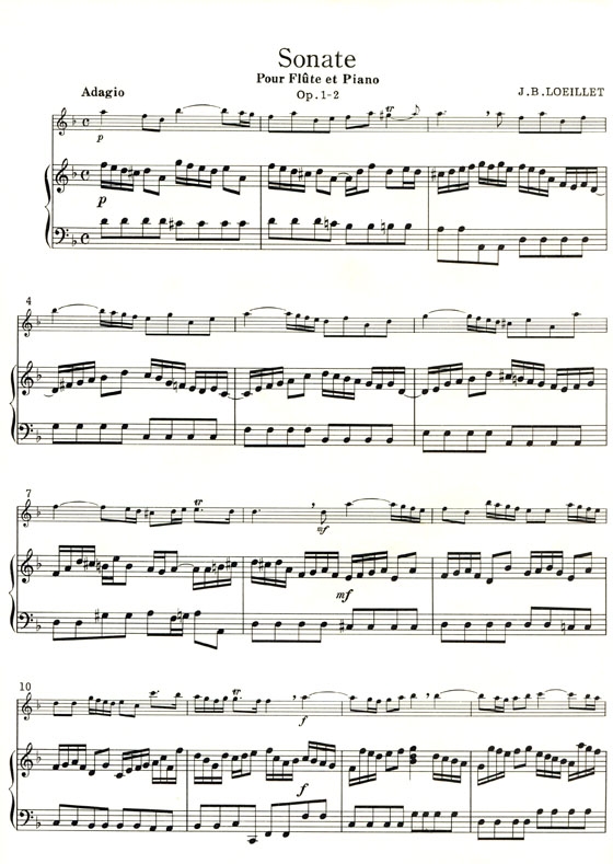 J.B. Loeillet【Sonate , Op. 1-2】pour Flûte et Piano