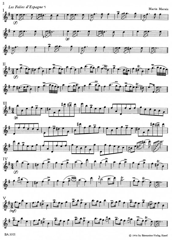 Marin Marais【Les Folies d'Espagne】for solo flute