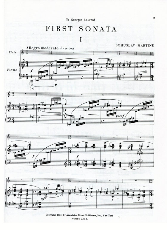 Bohuslav Martinů【First Sonata】for Flute and Piano