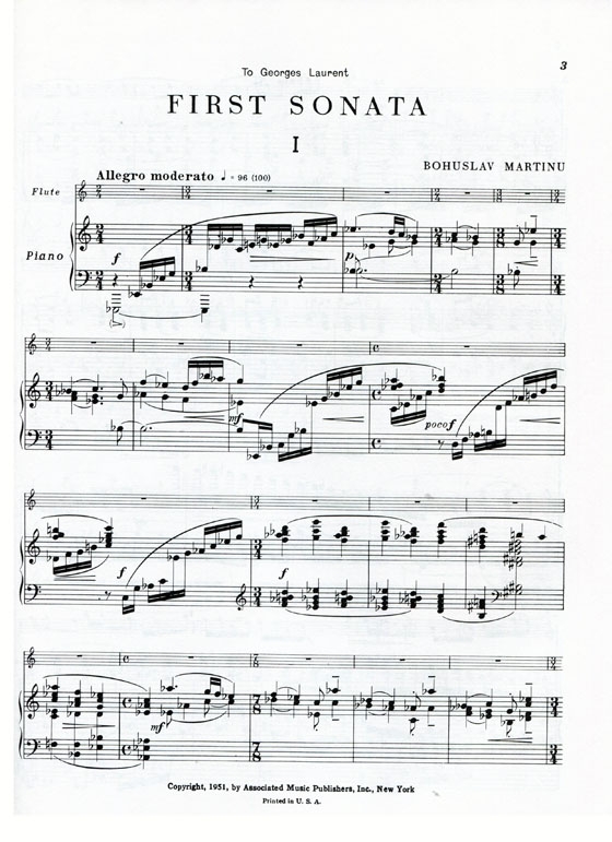 Bohuslav Martinů【First Sonata】for Flute and Piano Bohuslav Martinů【First Sonata】for Flute and Piano