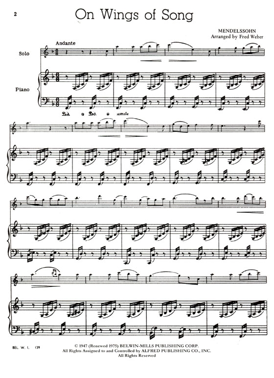 Felix Mendelssohn【On Wings of Song】for Flute / Piano (Ⅱ)