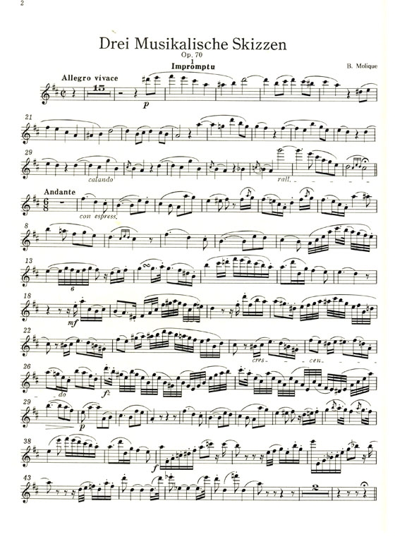 W.B. Molique【Drei Musikalische Skizzen , Op. 70 Vol. 1 】for Flute and Piano