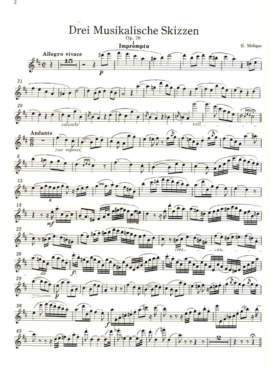 W.B. Molique【Drei Musikalische Skizzen , Op. 70 Vol. 1 】for Flute and Piano W.B. Molique【Drei Musikalische Skizzen , Op. 70 Vol. 1 】for Flute and Piano