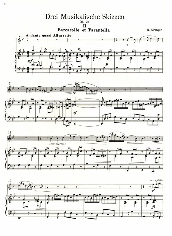 W.B. Molique【Drei Musikalische Skizzen , Op. 70 Vol. 2 】for Flute and Piano W.B. Molique【Drei Musikalische Skizzen , Op. 70 Vol. 2 】for Flute and Piano