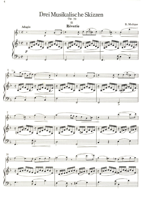 W.B. Molique【Drei Musikalische Skizzen , Op. 70 Vol. 3 】for Flute and Piano