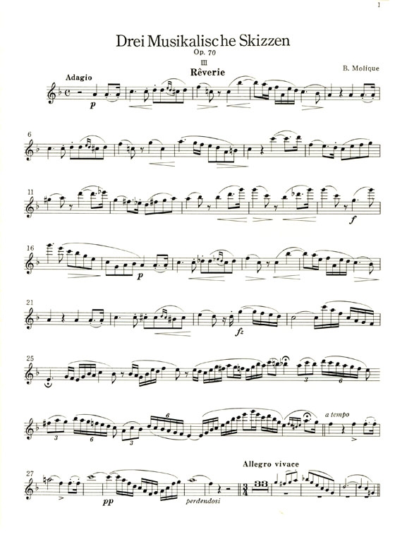 W.B. Molique【Drei Musikalische Skizzen , Op. 70 Vol. 3 】for Flute and Piano W.B. Molique【Drei Musikalische Skizzen , Op. 70 Vol. 3 】for Flute and Piano