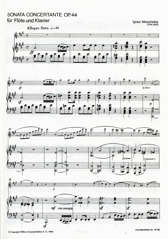 Ignaz Moscheles【Sonata concertante , Op.44】für Flöte und Klavier