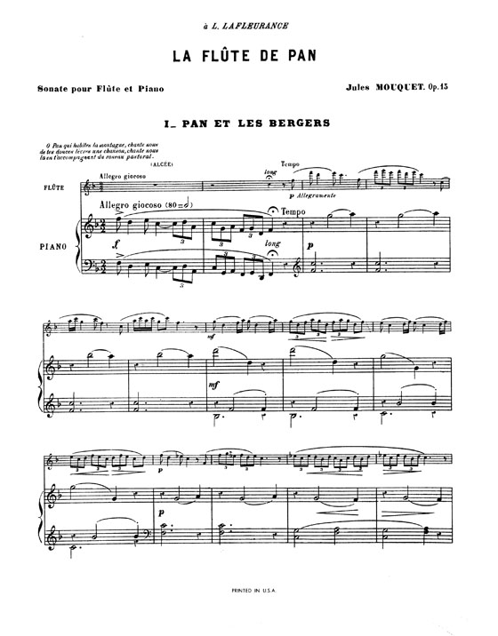 Mouquet【La Flute De Pan , Opus 15】for Flute and Piano