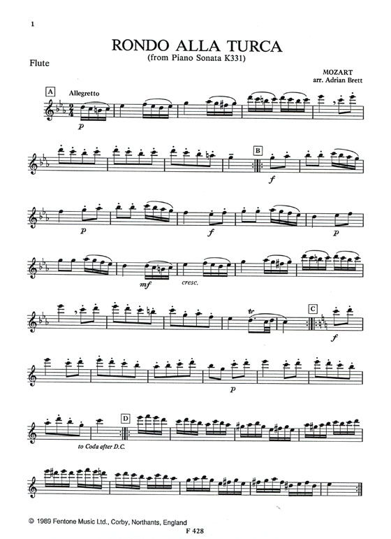 Mozart【Rondo Alla Turca from Piano Sonata K331】for Flute and Piano