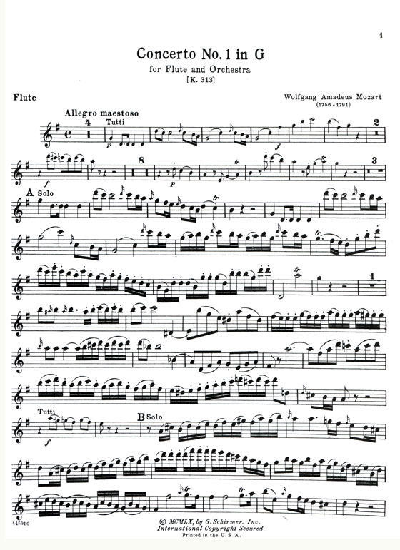 Mozart【Flute Concertos No. 1 in G, K. 313、No. 2 in D , K. 314】for the Flute with Piano Accompaniment Mozart【Flute Concertos No. 1 in G, K. 313、No. 2 in D , K. 314】for the Flute with Piano Accompaniment