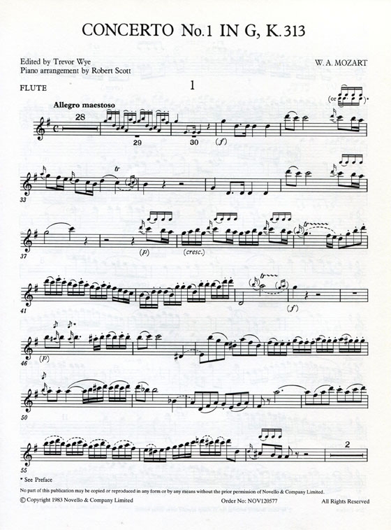 Mozart【Flute Concertos】No. 1 in G , K. 313