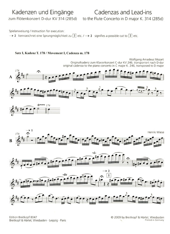 Mozart【Konzert D-dur , KV 314(285d)】für Flöte und Orchester