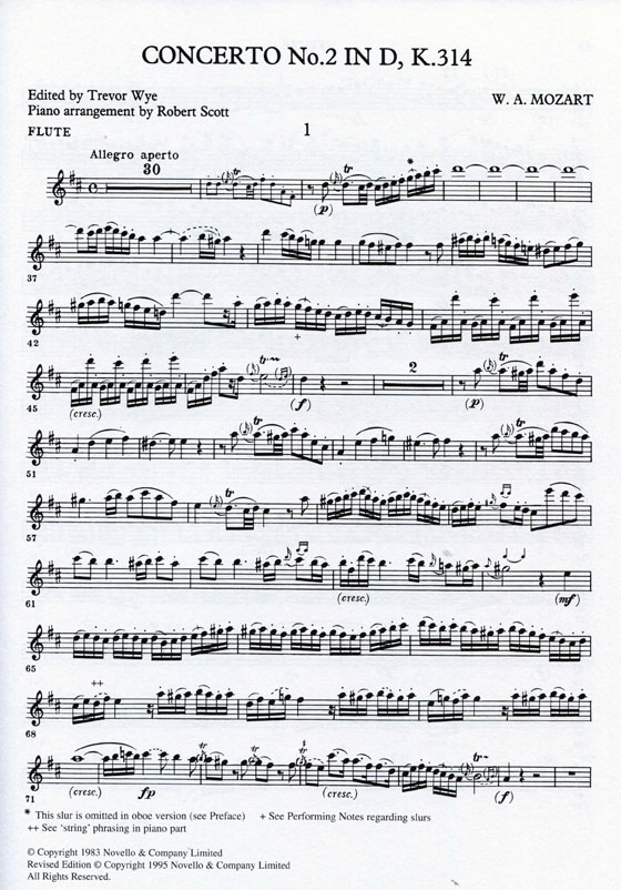 W.A. Mozart【Flute Concerto】 No. 2 in D , K. 314 & Andante in C , K. 315